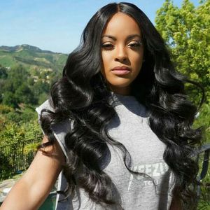 Glueless Lace Front Virgin Human Hair Wigs Frontal Koronki Peruki Faliste Kręcone Styl Darmowa część Średniej części 10-22 cala African American Peruki