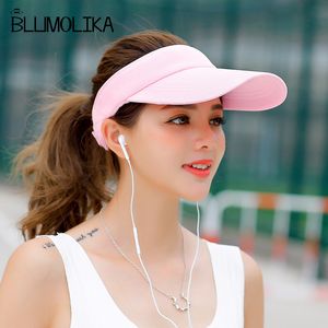 Long Girl's Topless Tennis Caps Svart Rosa Vit Färg Sun Hattar För Kvinnor Sommar Sport Visor Hat Beach Utomhus Partihandel