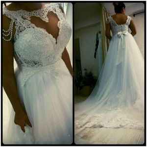 Design Newest A Line Dresses Bateau Pearl Lace Appliqued Sash Bow Country Garden African Wedding Gown Brial Dress ppliqued frican