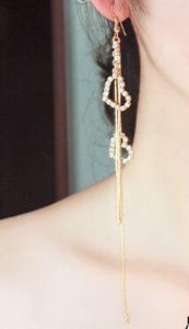 new hot Popular and exaggerated double love tassel earrings super long style auricle string earrings fashionable classic exquisite