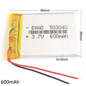 3.7V 600mAh 503040 Lithium Polymer Li-Po Rechargeable Battery replace For Mp3 DVD MP5 GPS PSP Vedio Game Mobile phone Camera toys
