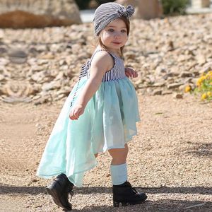 2018 Summer Baby Dress Moda Bambini Pageant Princess Dress Baby Girl Abiti senza maniche a righe Patchwork Party Dress Boutique ragazze Abiti