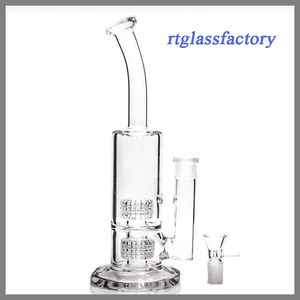 Hookah Glass Bong Twin Cage Junior Water Pipe Rökning Rör 31,5 cm hög 3-5 mm tjocklek Bubbler Dab Rig