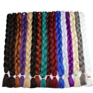 긴 41 인치, 165g / pcs 합성 크로 셰 뜨개질 점보 머리 머리 Braiding 머리 고온 섬유 머리 확장