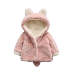 Baby Winter Warm Fox Coat Kids Winter Clothes Cartoon Animal Fox Jackor Hoodies For Girls Tjock Baby Winter Coat