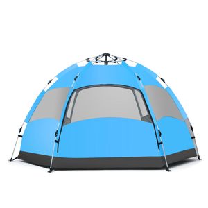 새로운 뜨거운 판매 패션 야외 자동 3-4 인 자동 캠핑 텐트 방수 더블 레이어 UV 비치 햇빛 캐노피