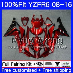 Injektion för Yamaha YZF600 YZFR6 08 09 10 11 12 YZF-600 234HM.4 YZF 600 R6 YZF-R6 YZF R6 Dark Red Blk 2008 2009 2010 2011 2012 Fairings