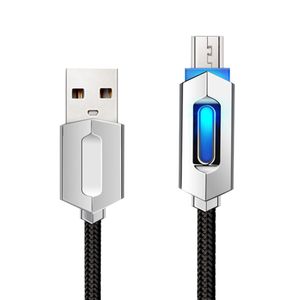 Nylon gevlochten lichten LED Micro USB Fast Charger Cable Android Sync Data USB kabelgegevens opladen USB C Snelle lading