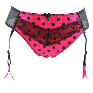 New Plus Size Garter Rose Women Black polka dot Lace Garters Belt for Stockings Thong/Panties metal clips Garter underwear S404