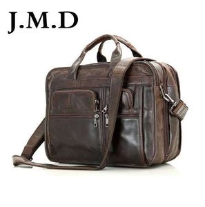 J.M.D 100٪ حقيقي جلدية خمر الرجال الشوكولاته الكتف رسول حقيبة حقيبة كمبيوتر محمول حقائب 7093