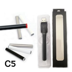 C5 Vape Battery 350mah Vape Pen ecig with USB Vaporizer Pens 510 Thread Battery with Bottom LED Light for vape cartridges