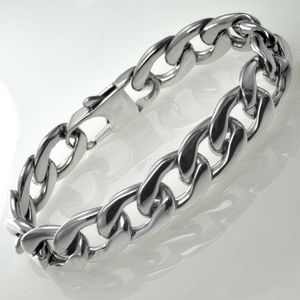 New Silver Tone 316L Stainless Steel Curb Chain Men's Fashion Bracelet B168