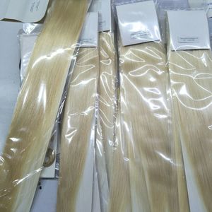 Platnum 금발 색상 60 인간 머리 3pcs 로트 브라질 흰색 스트레이트 헤어 직조 가공되지 않은 최고 품질 100g 팩 무료 DHL