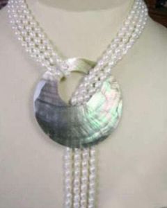 Collar De Perlas De 7mm al por mayor-6 MM blanco Akoya cultivadas collar de perlas Shell colgante corchete