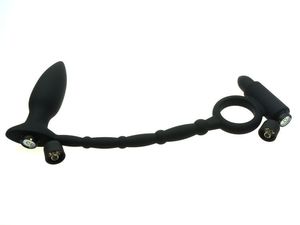 Cockring vibrante e stimolante in silicone, anello per pene, plug anale, fetish #G94.