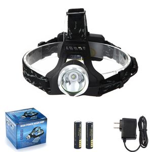 Factory wholesale High Power XML T6 led Headlamps 1800lm Head Lamp Torch light with 2pcs Rechargeable 18650 Battery Charger gift box