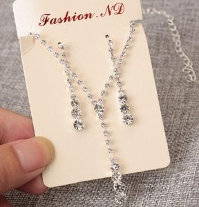 Hot Style European and American simple bridal rhinestone necklace ear-pin set 2-piece wedding jewelry fashion classic exquisite elegance