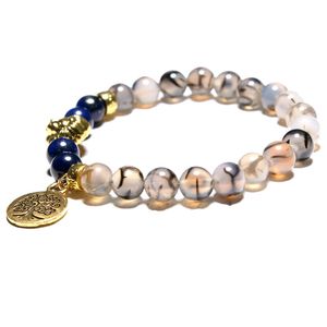 Lua menina natural chakra árvore da vida mulheres homens pulseira pulseira yoga meditação mala leão pulseira gota frete jóias