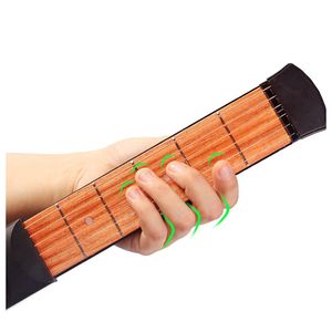 Wholesale Portable Pocket Guitar 6 Fret Model Wooden Practice 6 Strings Guitar Trainer Tool Gadget for Beginners