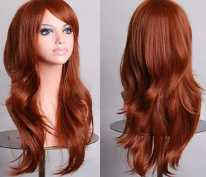 Kvinnor Fashion Long Hair Wig Curly Wavy Synthetic Cosplay Party Full Wigs