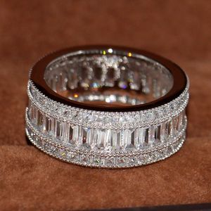 Hela nya fina fulla prinsessor klippta vita topas diamonique simulerade diamant 10kt vitt guld gf bröllop band ring s270s