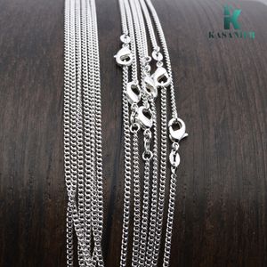 KASANIER 10pcs Colar de corrente de prata de venda imperdível com colar de prata de 16-24 polegadas + etiqueta de fecho de lagosta 925 para joias da moda feminina
