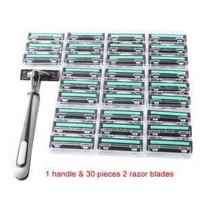 31 in 1 Safety Razor Blades for Men 1 Razor holder & 30 Blades Shaving Double Layers 2 Shaver Standard Trimmer