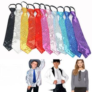 Mens Ties Glitter Unisex Sequin Pre tied Necktie Zipper Tie For Fancy Party Costume Wear