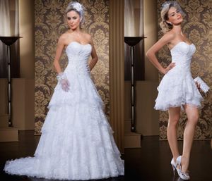 Ny stil 2 i 1 bröllopsklänningar vintage älskling sexig älskling vestidos de novia brudklänningar med avtagbar kjol HY4004