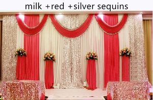 3X 6 м блестящий красный свадебный драп фон занавес с блестками Swag плиссированные для украшения свадебного банкета