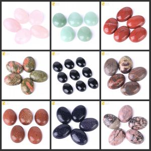 CSJA 1PC Natural Gemstone Cabochon 18x25mm No Hole Oval Chakra Stone CAB Wire Wrap Pendant Earring Rings Men Women DIY Jewelry Making T006