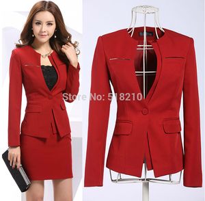 Newest 2015 Spring Professional Business Women Work Wear Skirts Suits Formal Women Sets For Office Ladies Red Plus Size 4XL