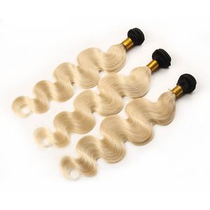 Capelli vergini brasiliani tesse fasci di capelli umani Ombre 1B613 Trama bicolore non trasformati estensioni dei capelli umani remy mongoli indiani peruviani