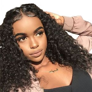 Transporte rápido Perruque Cheveux Humain Afro curto encaracolado Perucas com cabelo do bebê meio parte Kinky sintética rendas frente Bob Wig Para Negras