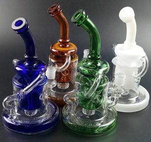 Tornado Klein Recycler Glass Bong Soffione doccia Perc Heavy Base Water Pipe Dab Oil Rigs Glass Rig Tubo piegato Bong colorato WP308