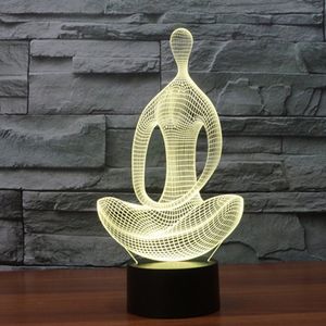 3D Siedzący Medytacja Noc Światła 7 Kolory Zmień LED Desk Stół Lampa Decor Prezent # R87