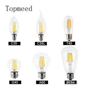 Dimmable LED-lampor Filamentlampa 4W 8W 12W 16W High Power Glass Globe Lampa 110V 220V 240V Retro LED Edison Lamp ljusljus