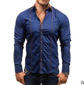 Moda homens roupas 2019 homens de alta qualidade plus size camisa de manga comprida chemise homme manche longue