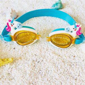 Ragazzi Ragazze Occhialini da Nuoto Antiappannamento Impermeabili ad Alta Definizione Occhiali da Immersione per Bambini Regolabili in Silicone Occhialini per Bambini Unicorno Granchio