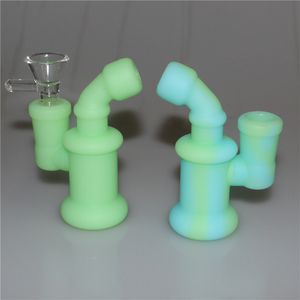 Silicone Smoking Pipes hookah Silicone Bubbler Tobacco Hand Pipe Oil Rig Glass Bongs Factory price