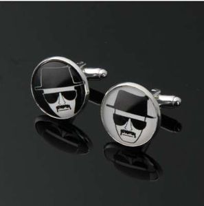 Wholesale vintage silver cuff links for sale - Group buy 1 pair World Map Cufflinks Silver plated Breaking Bad Cuff links for men and women Yellow Vintage round glass cufflinks