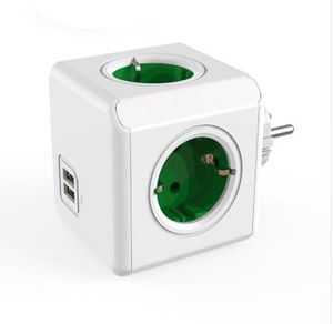 Casa Inteligente Tomada Cubo de Energia Plugue DA UE 4 Outlets 2 Portas USB Adaptador Adaptador de Extensão de Tira de Alimentação Tomada Comutada Multi