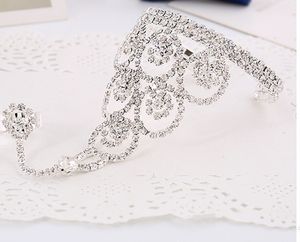 New Fashion White Diamond Hand Chian Jewelry Silver Chain Women Bride Silver Charm Bridal Accessories Wedding Hand Bracelets Weddi260m