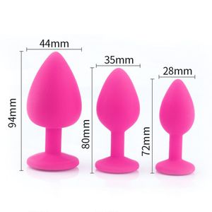 3 pçs / set Runyu liso toque anal plugue de bunda anal com cristal jóias silicone anus sem vibrador adultos brinquedos sexuais para casais mulher homens y18100702