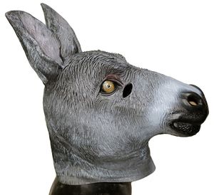 Fiesta De Burros al por mayor-Máscara de burro Disfraces de fiesta de cabeza de animal de látex Disfraz de Halloween Cosplay Disfraz