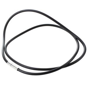 3 mm schwarze Gummikordel-Halskette mit Edelstahlverschluss, Damen-Herren-Choker-Zubehör, Collier – 25 5 Zoll244O