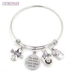 Nowa bransoletka z drutu ze stali nierdzewnej Regulowana bransoletka z bransoletki z rozszerzoną bransoletką I Love Baseball Bracelet dla miłośników baseballu Fani Prezenty