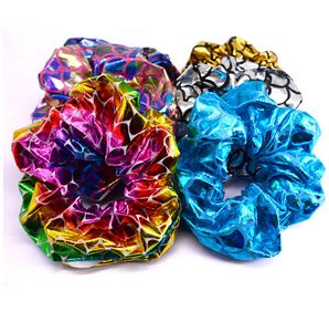 36 adet / paket Glitter Bling Metalik Büyük Scrunchies Kadınlar Dans Topuz Saç Kravatlar Kadınlar Için Halatlar Aksesuarları