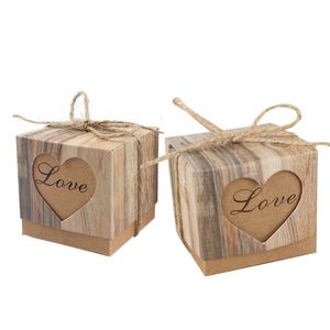 Vintage Kraft Paper Hollow Out Love Heart Favor Gift Box Wedding Birthday Party Handmade Soap Jewelry Candy Wrap Packaging Boxes