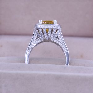 Vecalon Mode Damen Ring Kissenschliff 10 Karat 5A Zirkon Cz 14KT Weißgold gefüllt Geburtsstein Ehering für Frauen Männer Geschenk